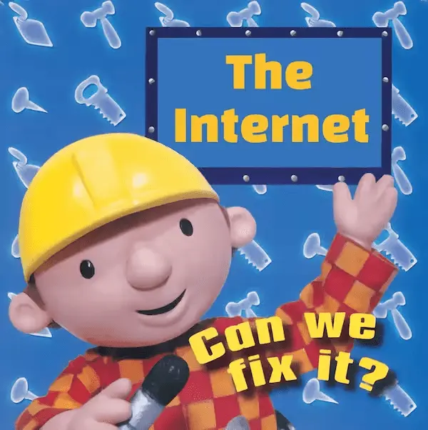 An image of Bob the Builder holding a microphone with the words 